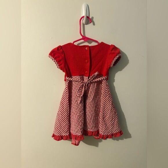 Youngland Red and White Gingham Baby Dress with Ladybug Pockets - Picture 2 of 2